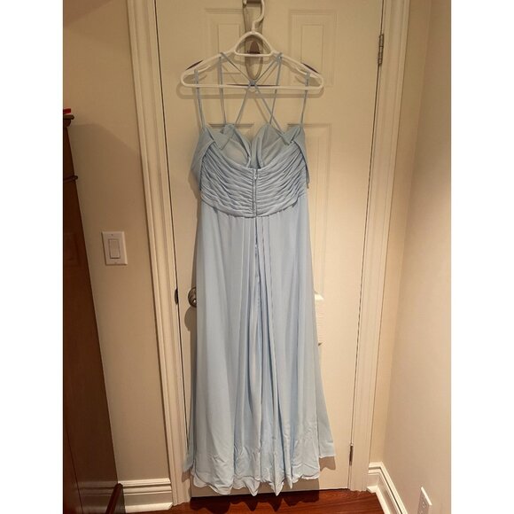 Cold Shoulder Bridesmaid Dress in powder blue - Picture 2 of 9